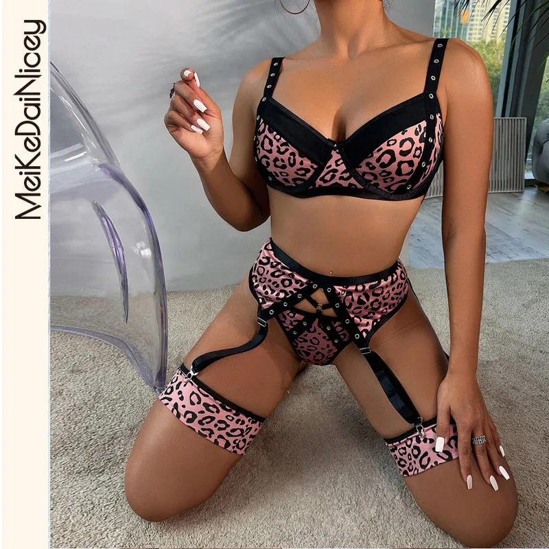 

Роскошное леопардовое Эротическое нижнее белье MeiKeDaiNicey с вырезами, эротическое нижнее белье из 3 предметов, нижнее белье женское, интимные э...