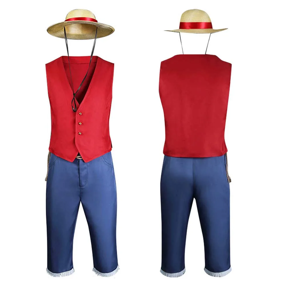 

Костюм для косплея Луффи из аниме One Cos, мужской летний жилет, шорты, шапка, костюмы на Хэллоуин, карнавал, костюм