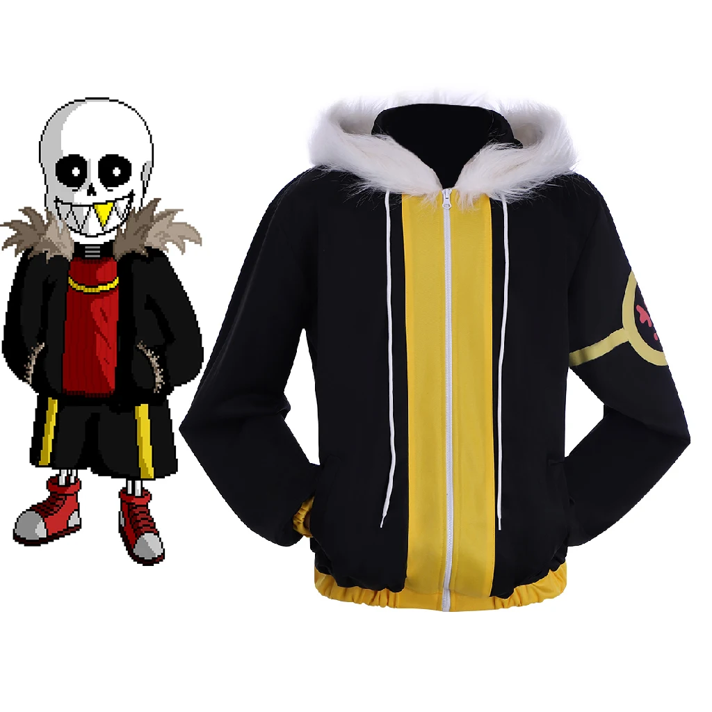 Undertale Fell Sans Косплей Игровое пальто Мужская куртка на молнии с меховым воротником