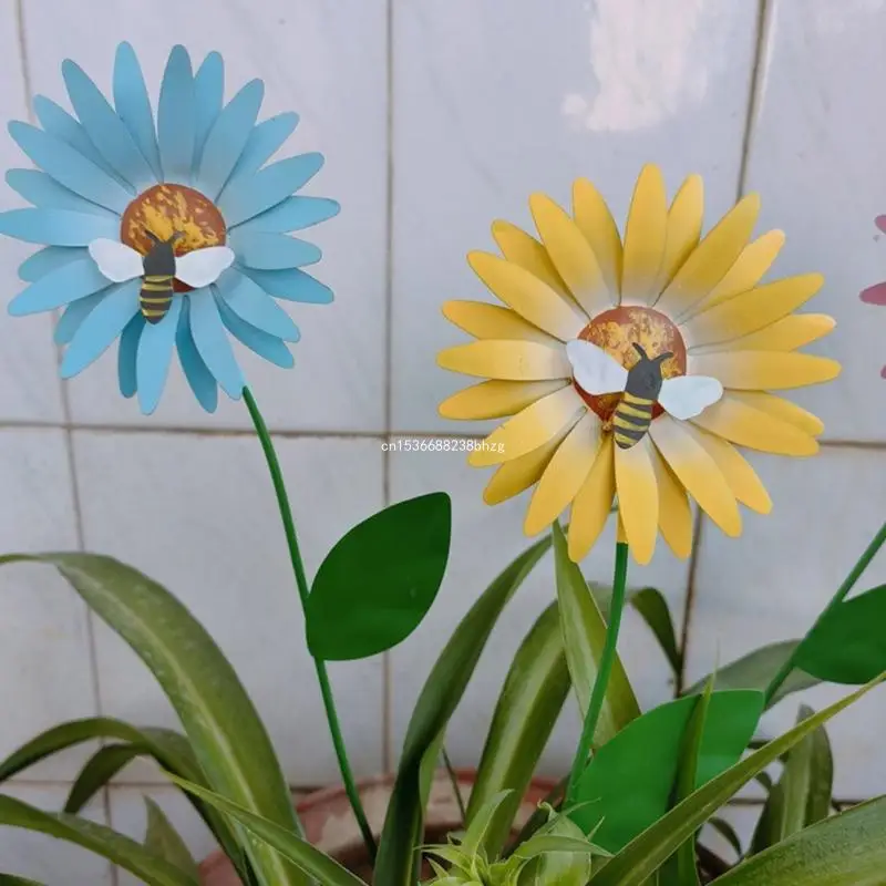 

4pcs Wrought Iron Flower Garden Stake Ornaments Crafts Supplies Household for Indoor Outdoor Garden Yard Dropship