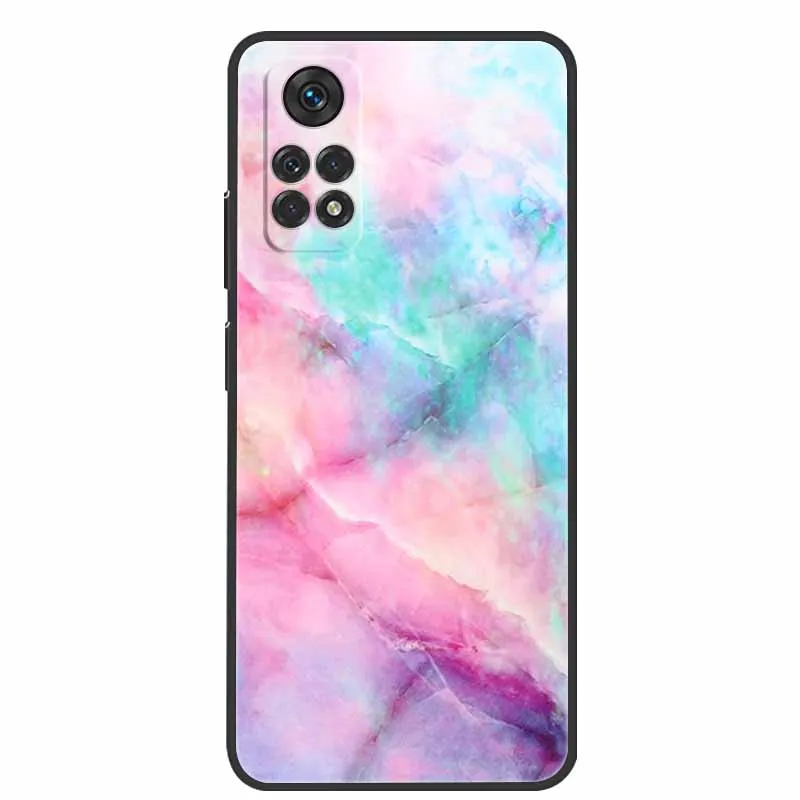 Чехол для Poco M4 Pro 4G мраморный Мягкий силиконовый чехол-накладка Xiaomi чехол