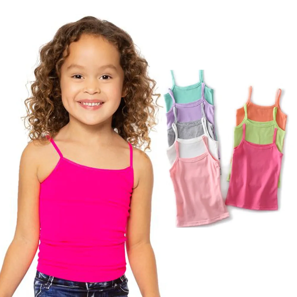 

2022 Kids Underwear Cotton Girls Tank Tops Candy Colored Girls Vest Children Singlet Tops Undershirt for 2-12 Years Grils Camis