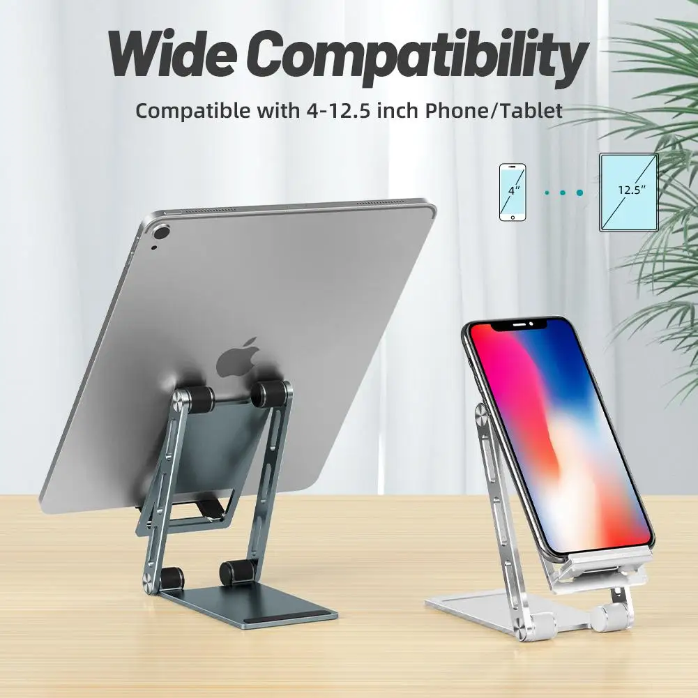 

Mobile Phone Tablet Holder Foldable Portable Desk Adjustable Holder Compatible For Iphone Ipad Pro