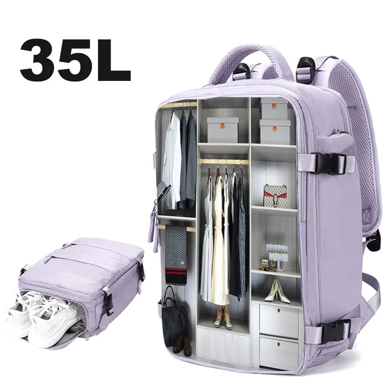 

Purple Backpack Multifunctional Travel Bag Big Capactiy Backpack Shoulder Bags for Women with Independent Shoes Pocket Backpack