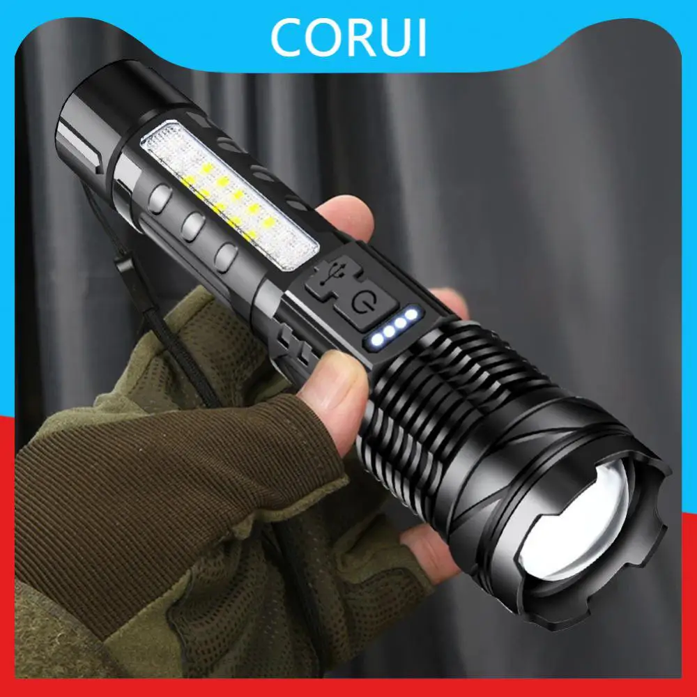 

Spotlights Zoom Lamp Powerful Flashlight Emergency Spotlights Usb Type-c Rechargeable Battery Torch Hand Lamp For Camping