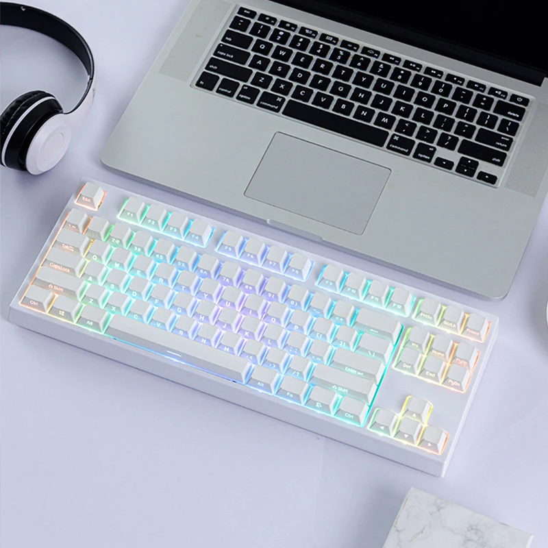 

Keycool 87keys Bluetooth Wireless 2.4g Rgb Backlit Mechanical Keyboard for Pc Usb Hotswap Keyboard for Tablet Gaming Accessories