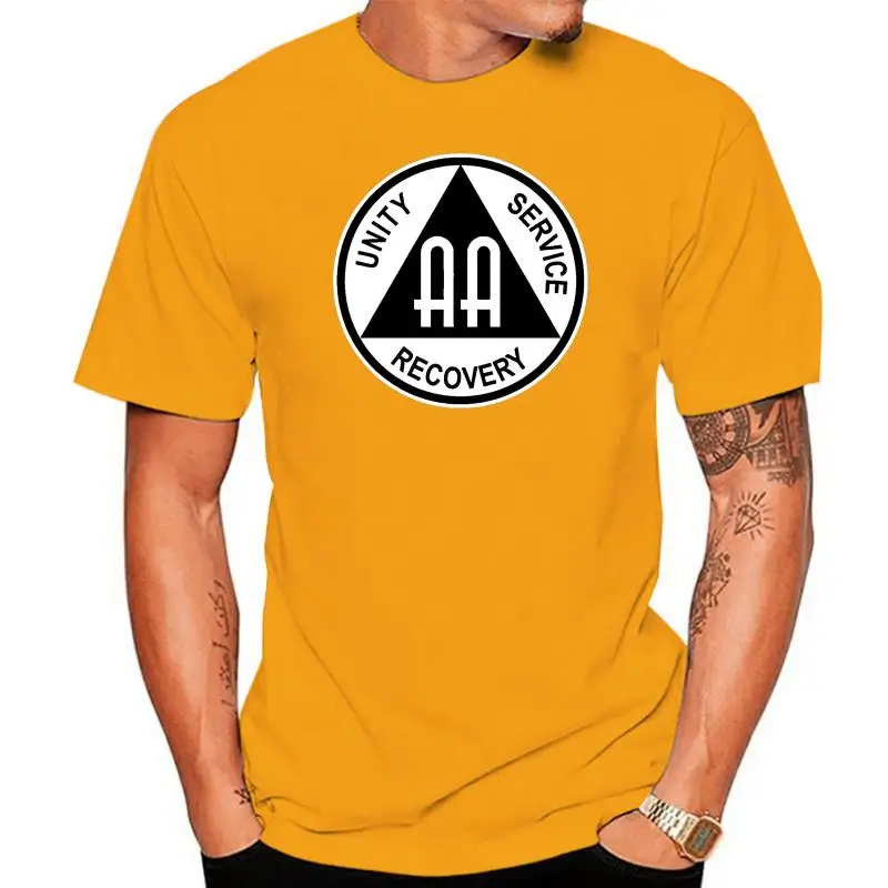 

AA Alcoholics Anonymous Symbol T-Shirt Tee Shirt Free Sticker Cotton Tee Shirt Classic Custom Design