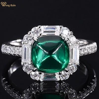 wong rain vintage 925 sterling silver 88mm created moissanite emerald gemstone anniversary party women ring fine jewelry gift