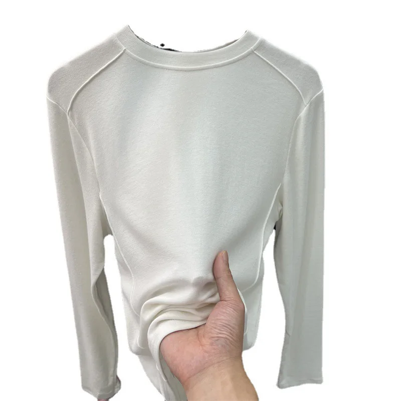 Двусторонний флисовый базовый слой женская новинка 2024 осенне-зимняя футболка с