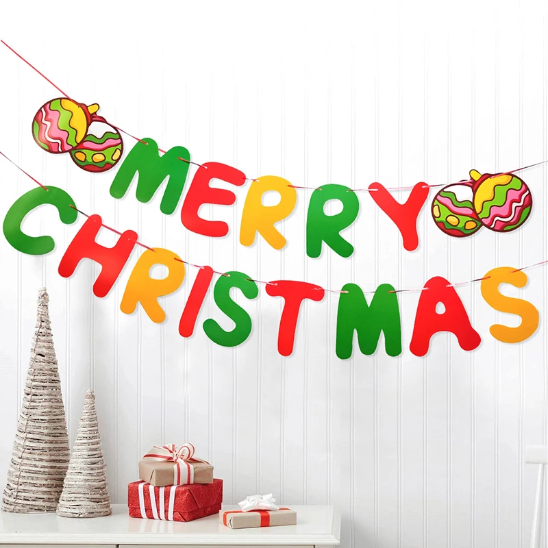 Рождественские украшения 2025 мультяшный флаг цветной Рождественский фестиваль