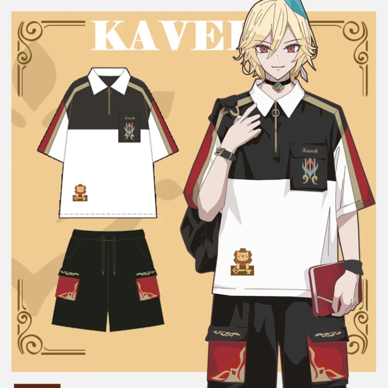 

Game Genshin Impact Kaveh Theme Cosplay Fashion Anime Short Sleeve T-shirt Tops Tee Shorts Daily Casual Summer Student Set