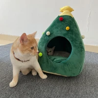 pet bed for cats cartoon christmas tree dog cat house soft warm small dog cat bed mat pet products cat supplies cushion kennel