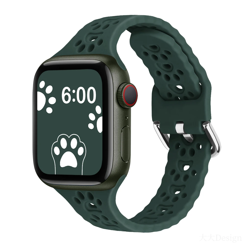 

Ремешок спортивный для Apple Watch Series 6 7, силиконовый смарт-браслет в виде кошачьей лапки для iwatch SE 5 4 3 44 мм 40 мм, 45 мм 41 мм, 38 мм 42 мм