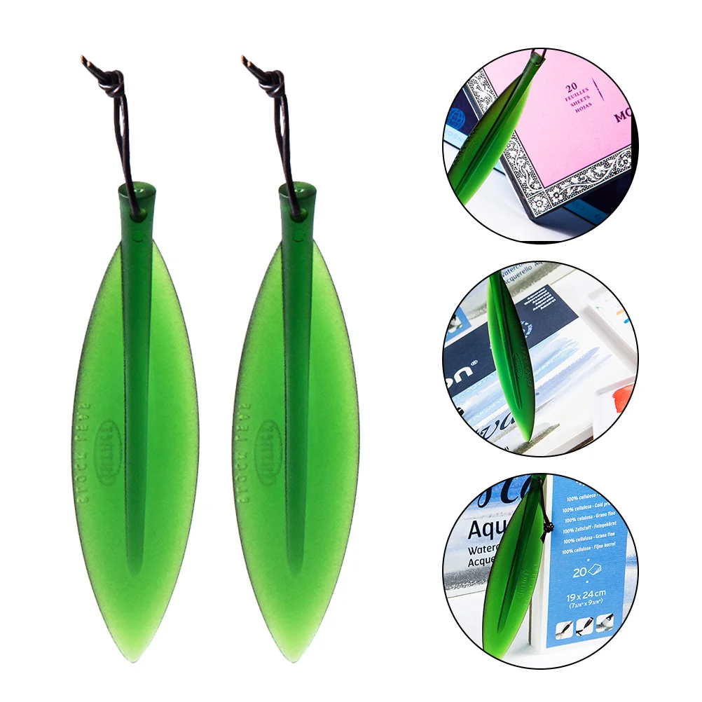 

2pcs Leaf Shape Letter Opener Plastic Paper Cutters DIY Art Paper Cutters