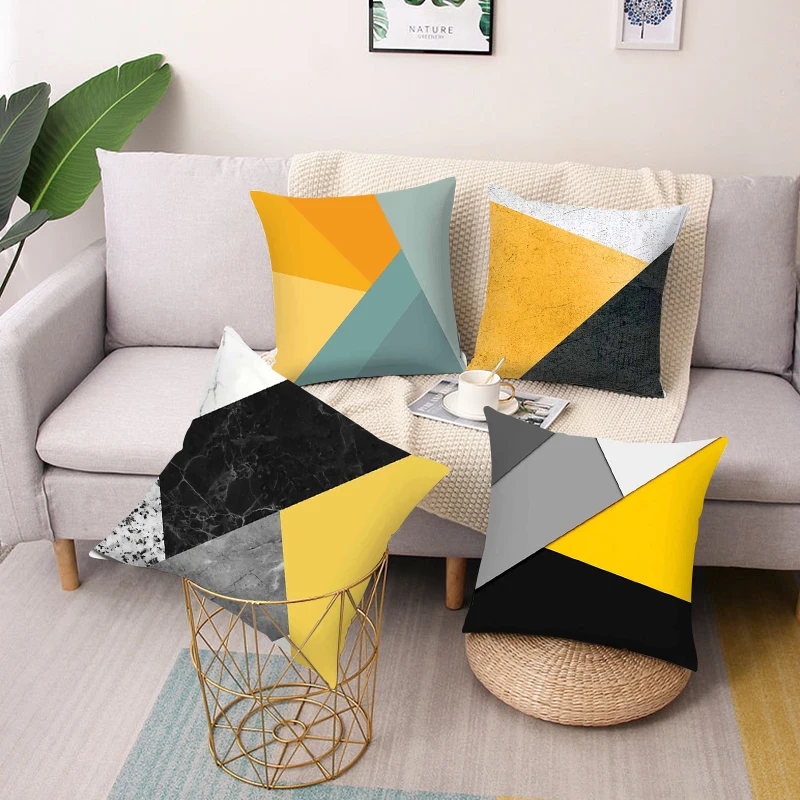 

Fresh and modern geometric printing polyester square pillow cushion cover car sofa pillowcase simple home decoration ornaments
