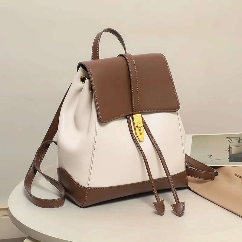 

Школьный ранец для женщин, модный вместительный рюкзак из натуральной кожи для учеников младшей и старшей школы