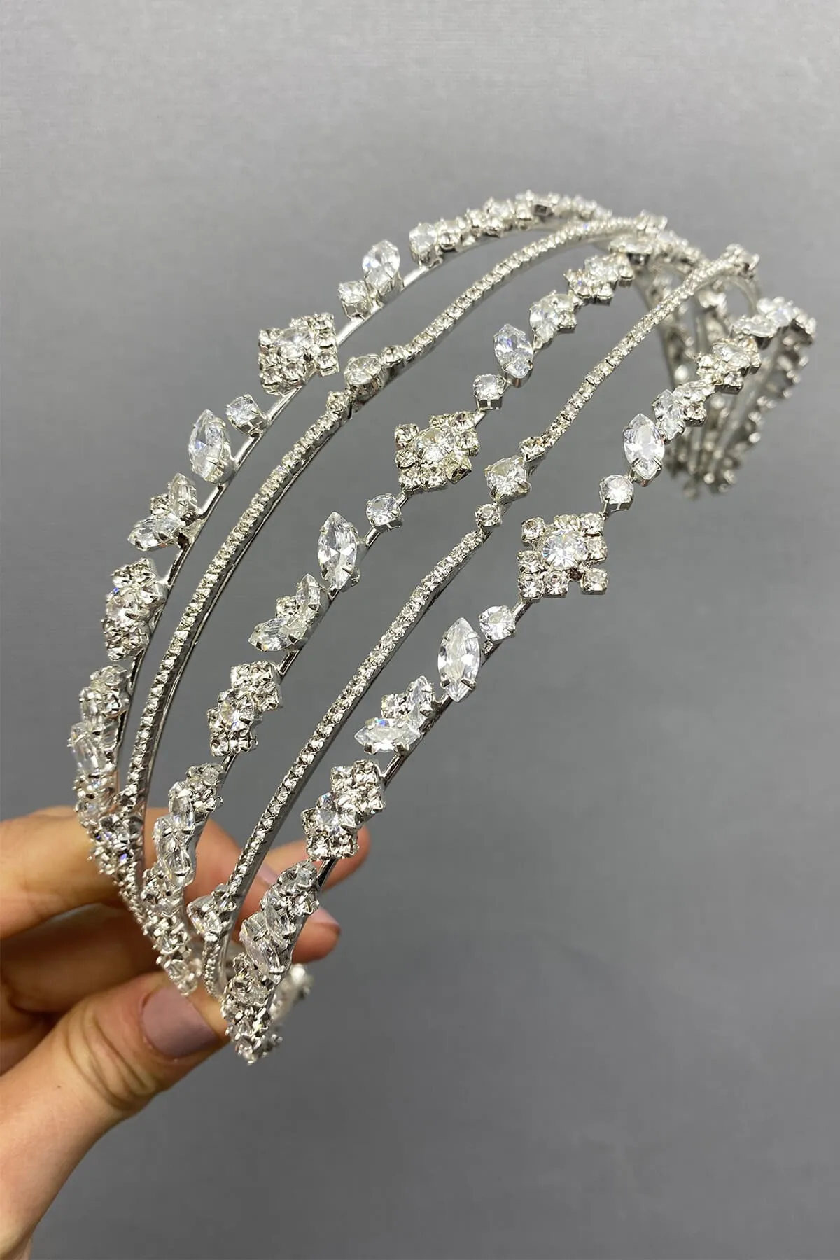 

5 Row Zircon Stone Lilac Bridal Crown