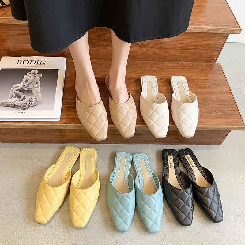 

Women Slippers Flat Shoes PU Indoor Home Non Slip Breathable Sandals for