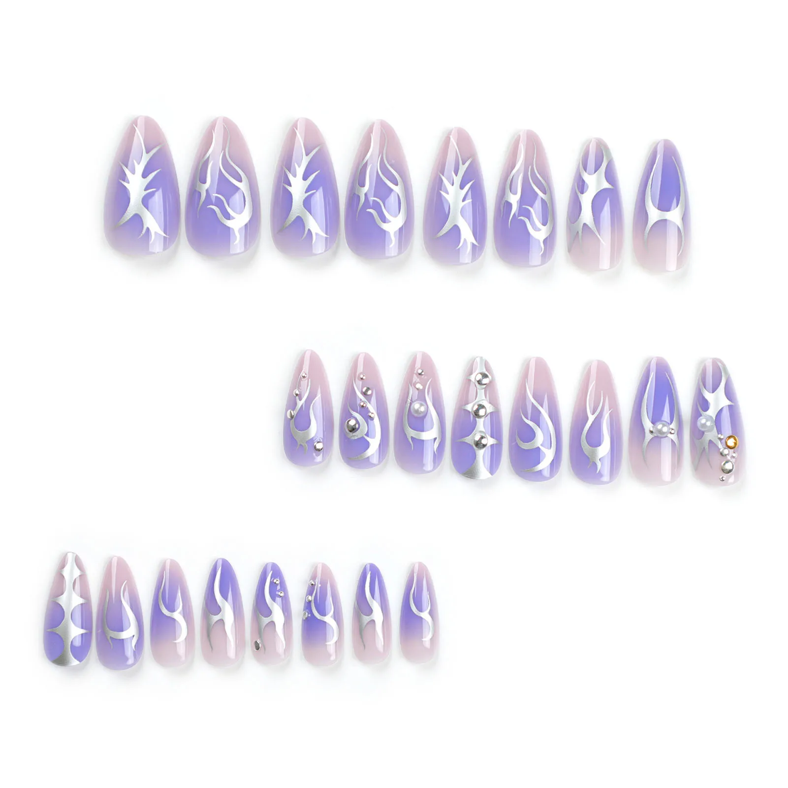 

Пурпурные градиенты нажимайте на ногти с огнеупорным декором с защитой от пятен накладные ногти для любителей маникюра и блогеров красоты