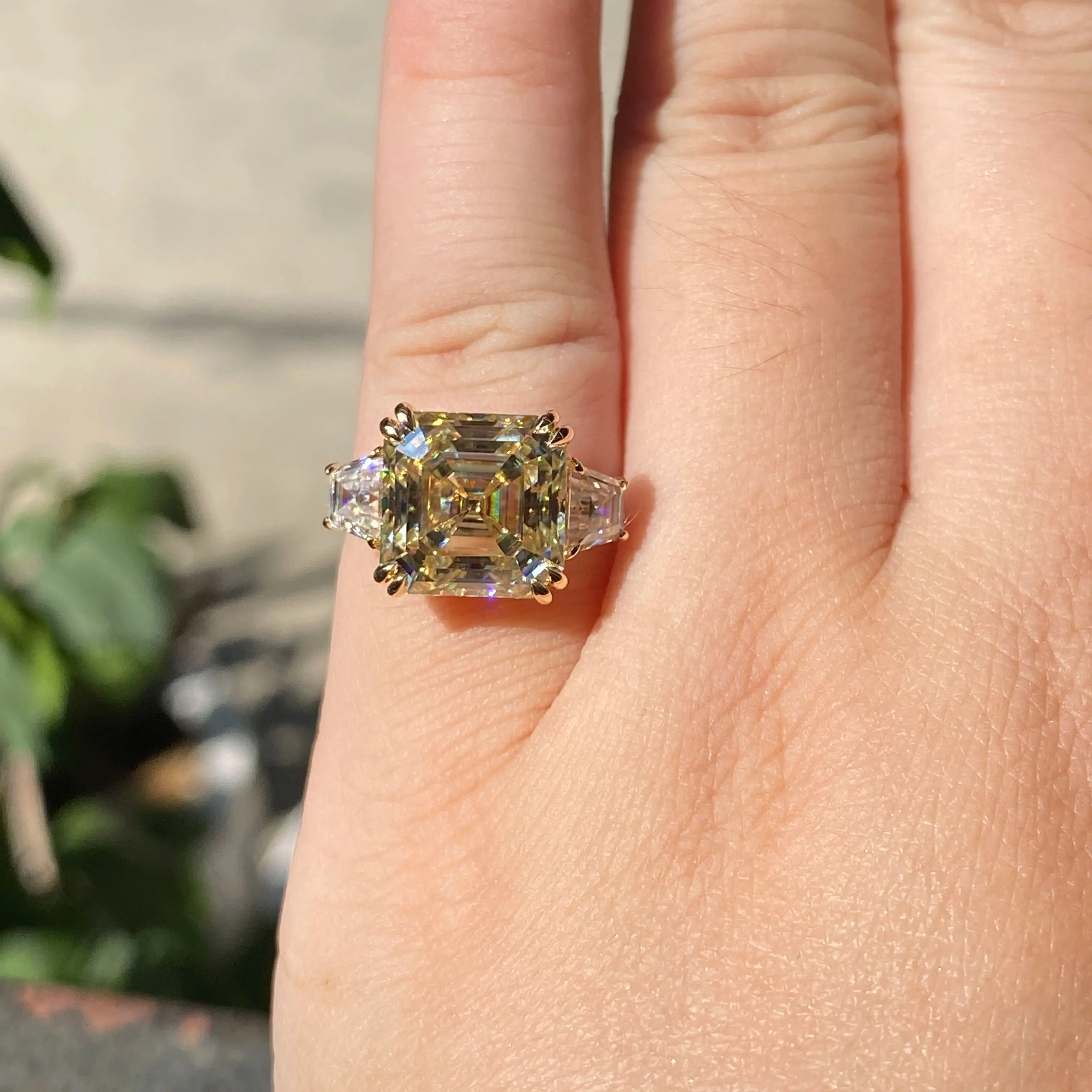 AUAOJEWEL роскошные кольца с желтым муассанитом огранки 5 карат для женщин серебро 925