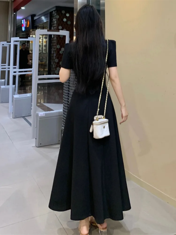 Plus size Chubby Girl Hepburn Sle Black Dress Women 2024 Summer New Elegant Socialite Goddess Temperament High Sense Long d... |