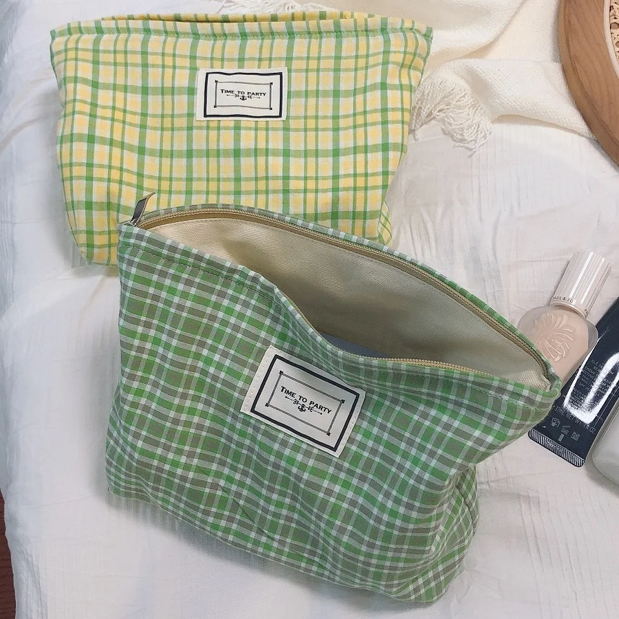 

Новая хлопковая Клетчатая Мужская Дорожная косметичка для туалетных принадлежностей, Несессер для хранения, женская мужская косметичка, о...