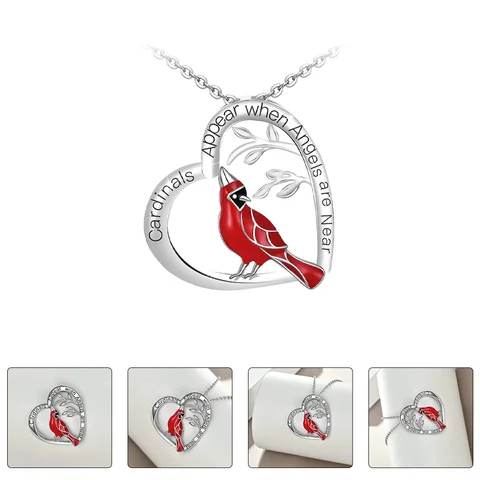 Ожерелье-чокер в форме сердца из меди с птицей