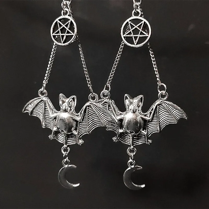 

Vampire Bat Earrings, Moon and Pentagram, Gothic Jewelry, Witch Earrings, Witch Jewelry, Mystical, Pagan, Gift