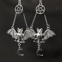 vampire bat earrings moon and pentagram gothic jewelry witch earrings witch jewelry mystical pagan gift