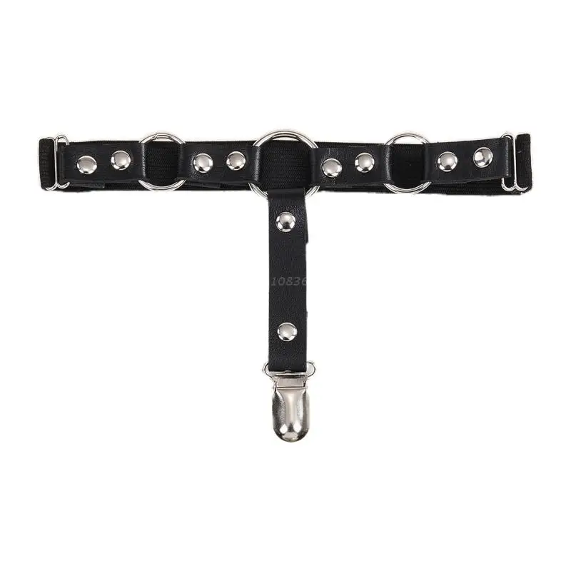 

Elastic Leg Belt with Dangle Circle Shape Decor PU Leather Thigh Clips for Women X4YC