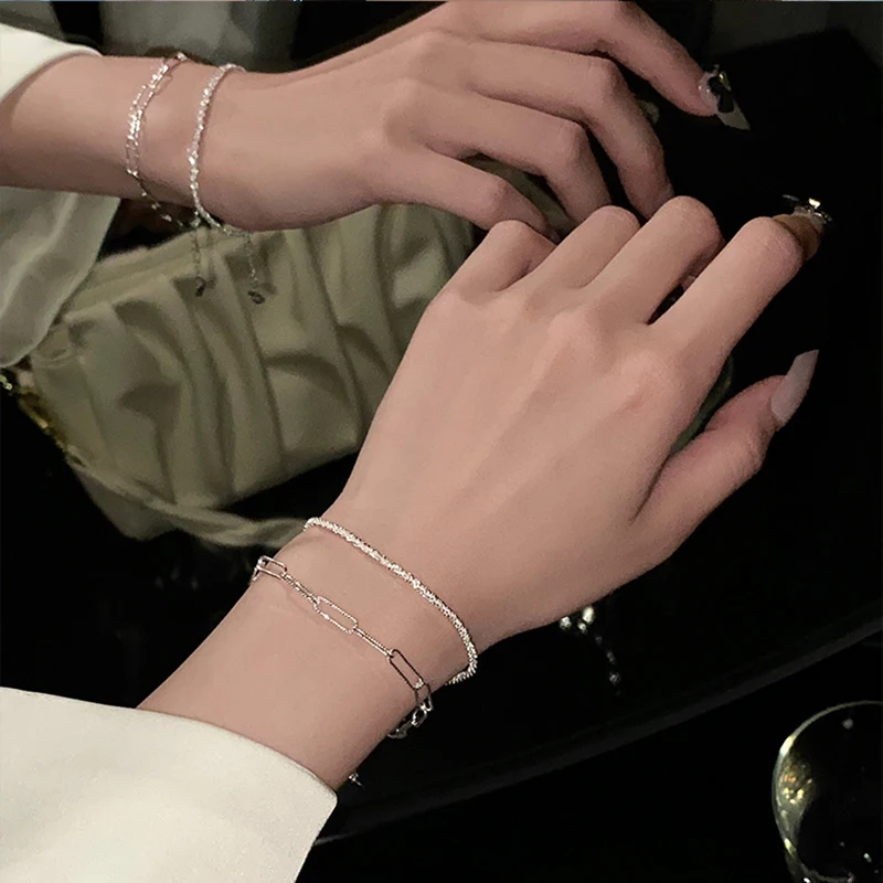 

New Silver Colour Sparkling Gypsophila Adjustable Bracelet Bangle For Women Fine Fashion Jewelry Wedding Party Gift