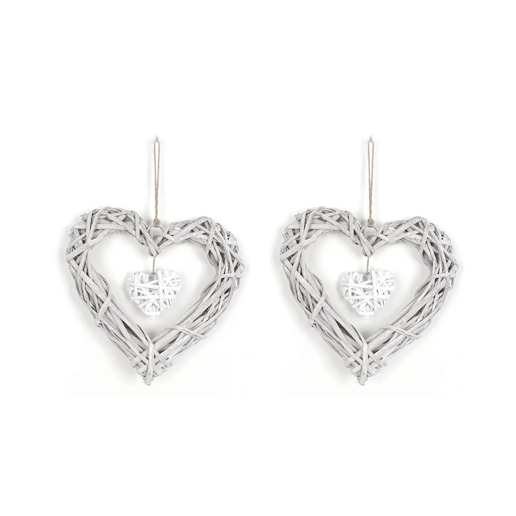 Плетеный венок из ротанга в форме сердца 2 шт.