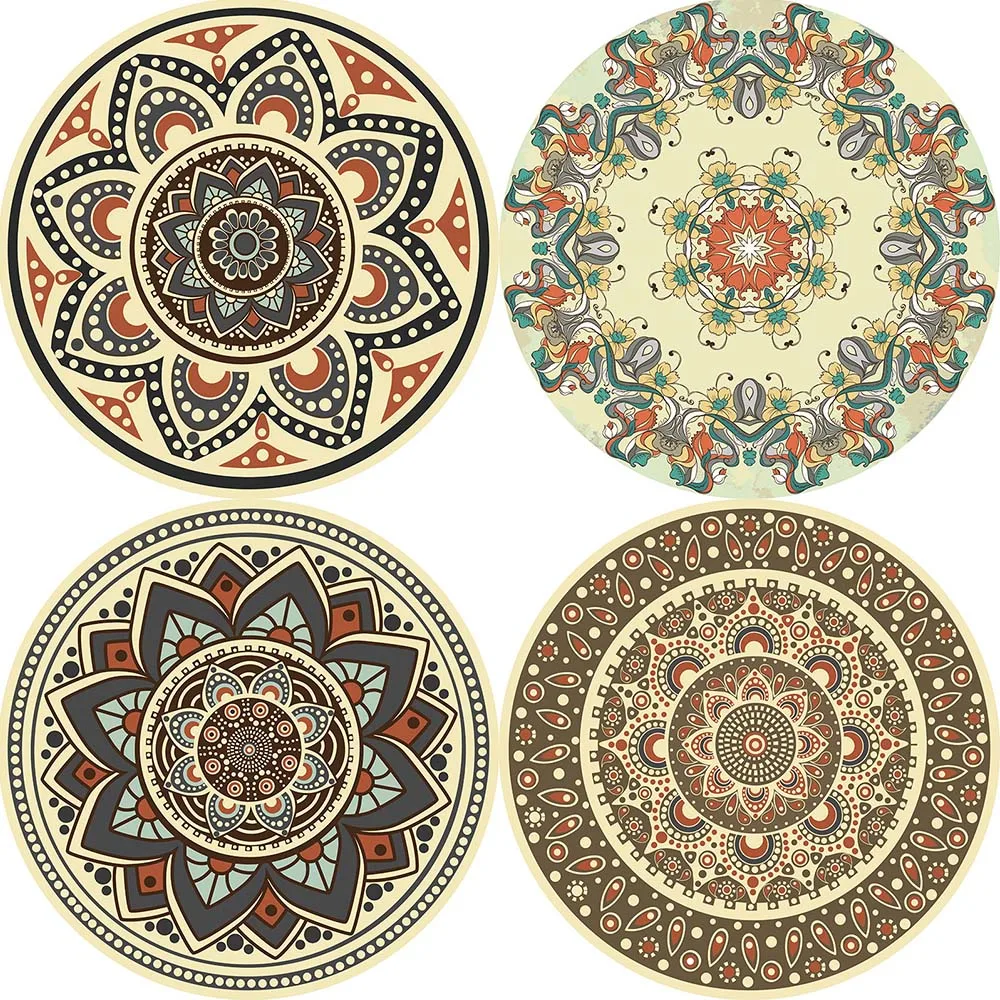 

Customizable Indian Round Rug Door Mat Modern Rug Living Room Area Rug Bedroom Non-Slip Floor Rug Mat