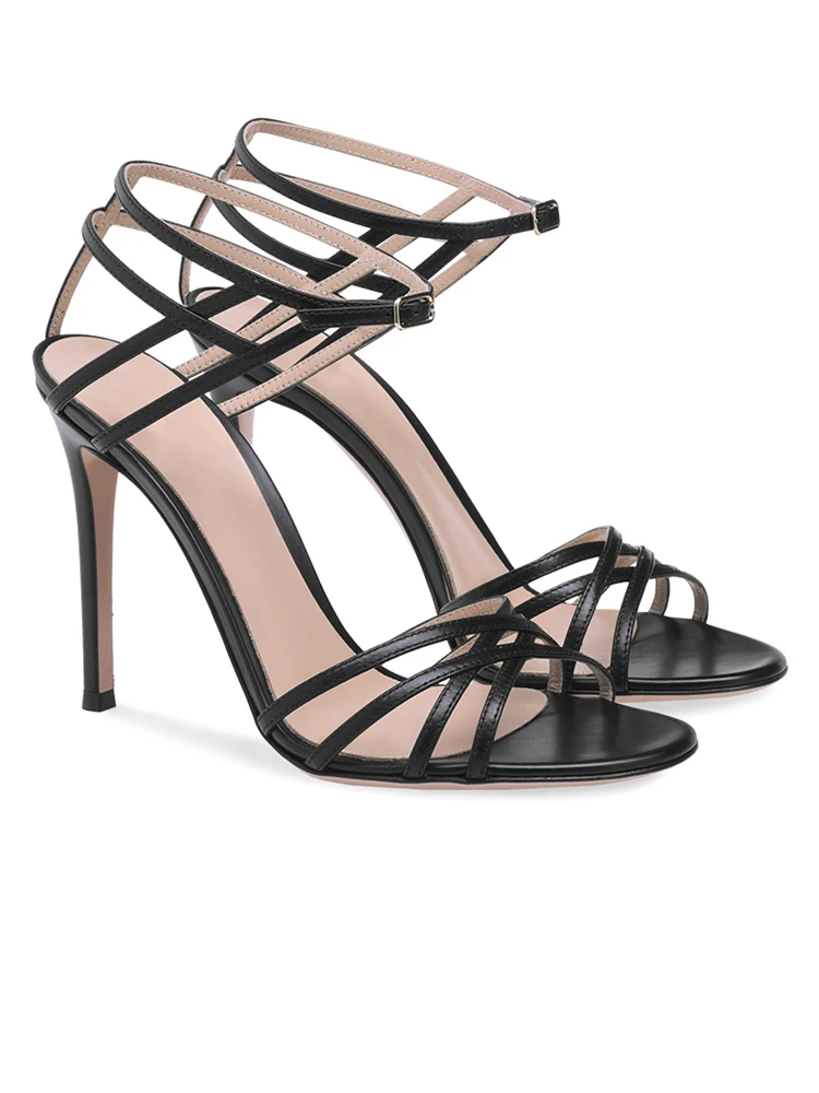 Yellow Patent Leather Women Summer Sandals 2022 Stilettos Party High Heels Round Toe Sexy Black Heeled Shoes Ankle Strap Heels