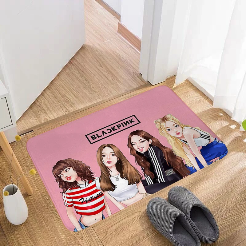 

Cute Rug Kpop-Blackpink Room Mats Bathroom Mat Kitchen Carpet Rugs Entrance Doormat Carpets Custom Home Bath Foot Prayer Door