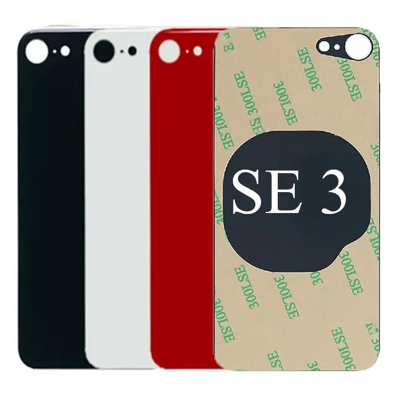 

Замена заднего стекла с большим отверстием для iPhone SE 2022, стекло для задней крышки с двойной стороной, 3 м, клейкая лента SE 3, черный, красный, бе...