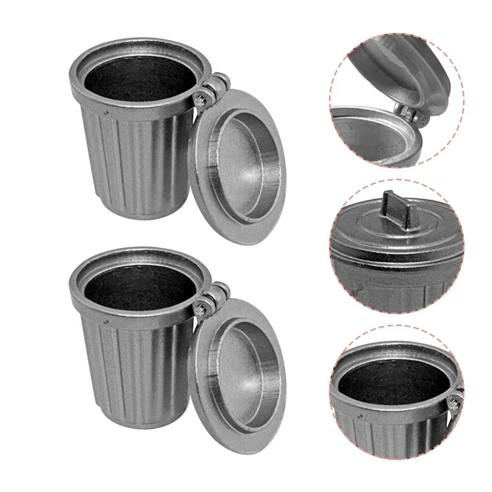 

Can Trash Mini Garbage Miniature Model Binfurniture Houseaccessory Waste Container Alloy Adornment Ornaments Simulation Diy
