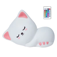 silicone cat night light color changing led cute night light for kids%c2%a0 usb cute lamp with warm white for bedroom kids room
