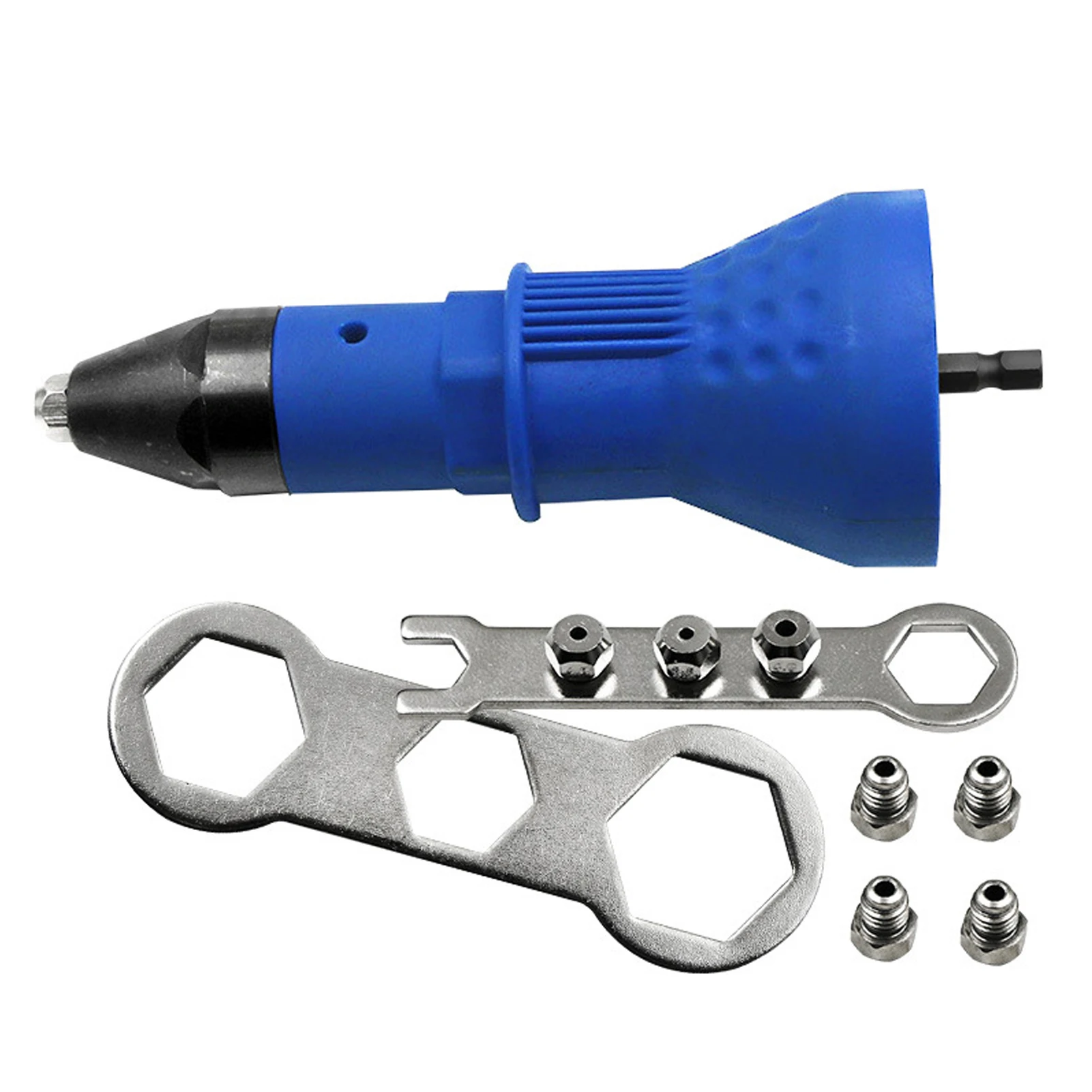 

Electric Tool Blind Plastic For Cordless Professional Attachment 16.1x5.8cm With Wrench Blue Quick Easy Rivet Drill Adapter Nut