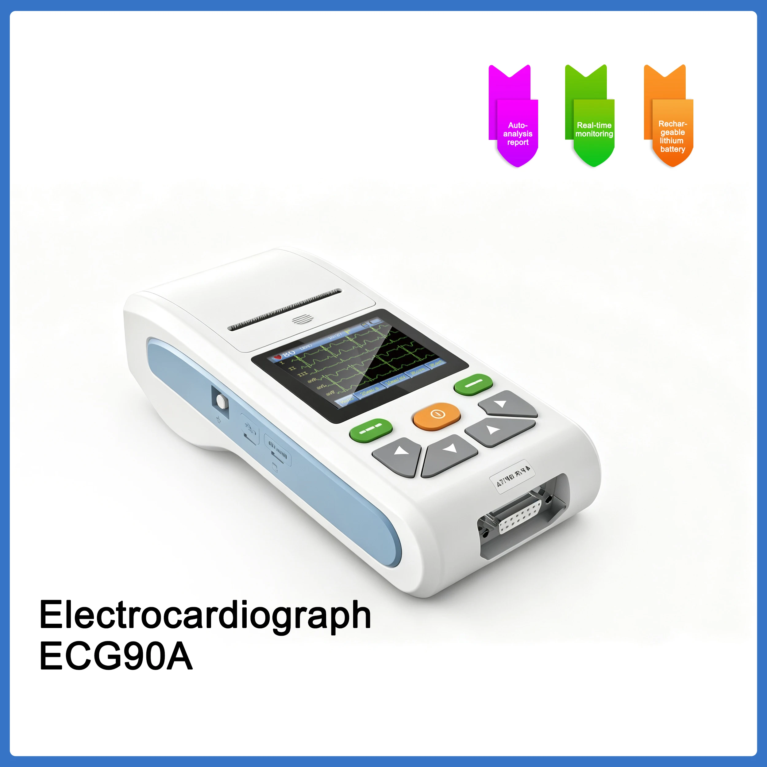 Фото Портативный электрокардиограф ECG90A, одноканальный, 12-канальный ЭКГ/ЭКГ-аппарат с сенсорным экраном №2