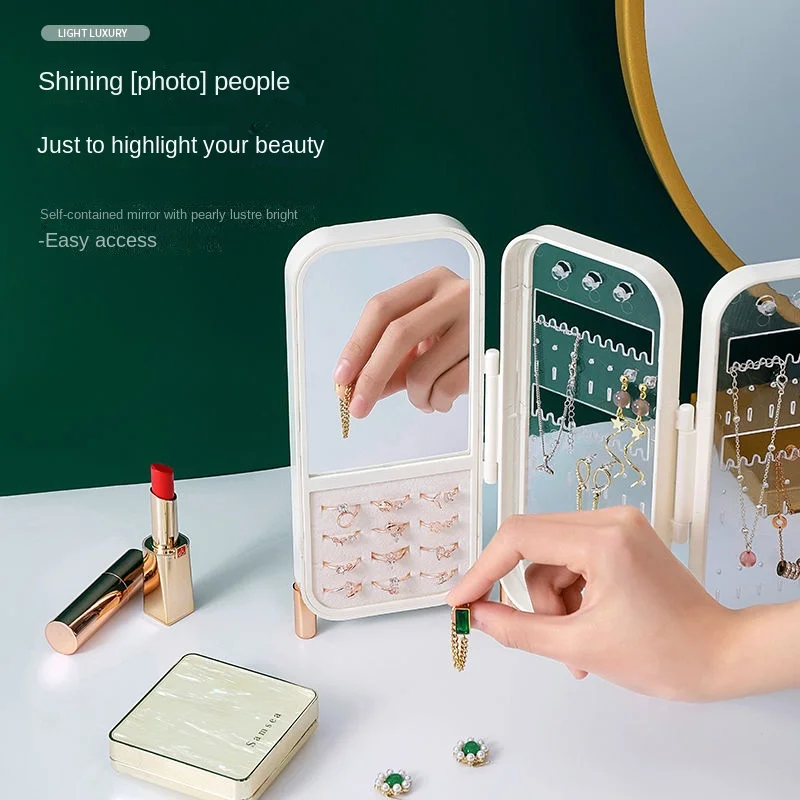 Desktop Jewelry Storage Box Multilayer Dustproof Earrings Rings Necklaces Display Holder Case for Women Jewelry Organizer Box