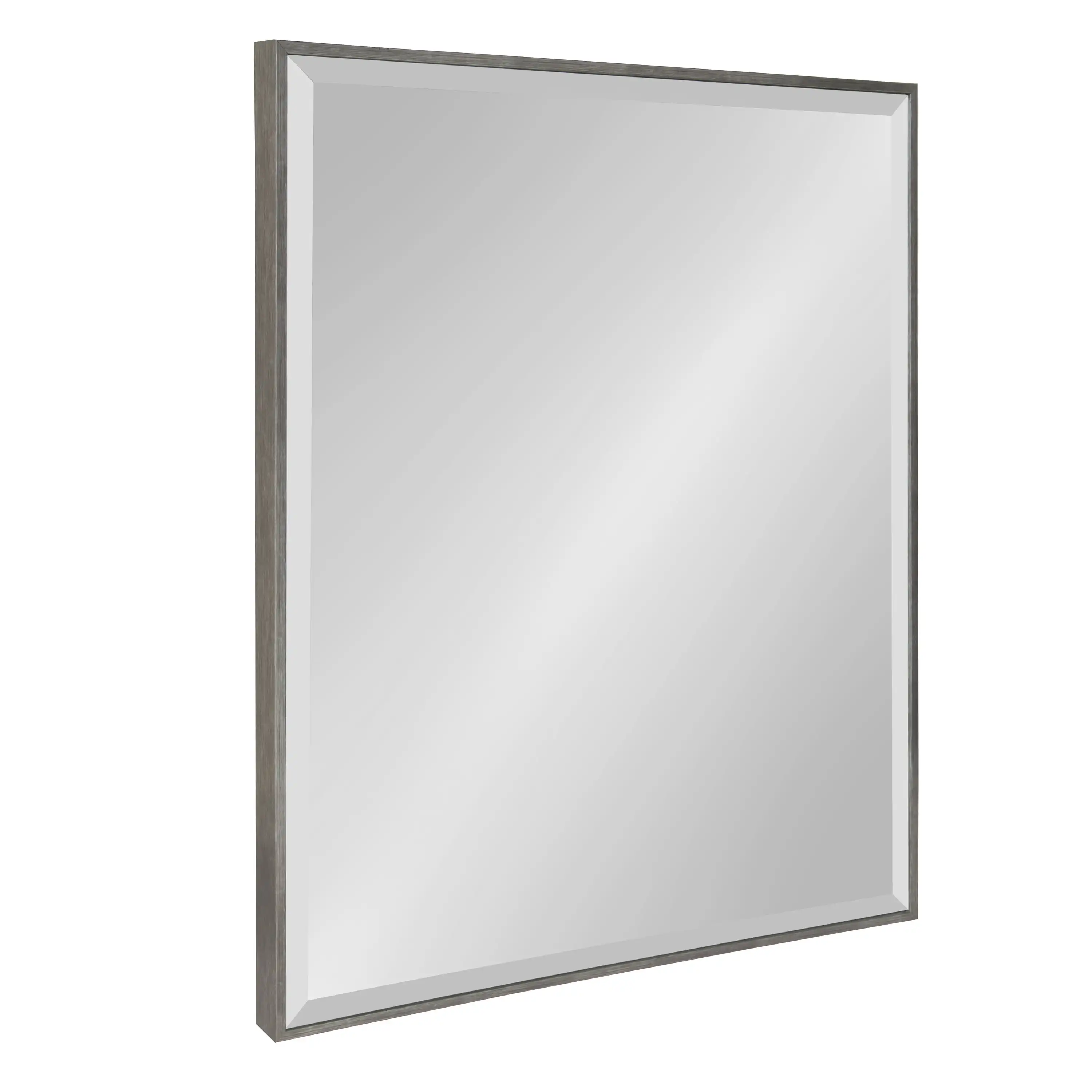 

Large Framed Modern Rectangle Wall Mirror, 23 x 29, Dark Silver, Sleek Decorative Mirror for Wall