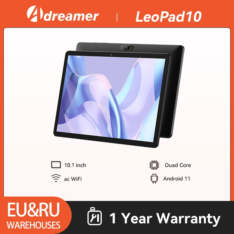 Adreamer LeoPad10 Tab 10.1" Tablet 1280x800 IPS Android 11 Quad Core 4GB RAM 64GB ROM Bluetooth 6000mAh Wifi Portable Tablets PC