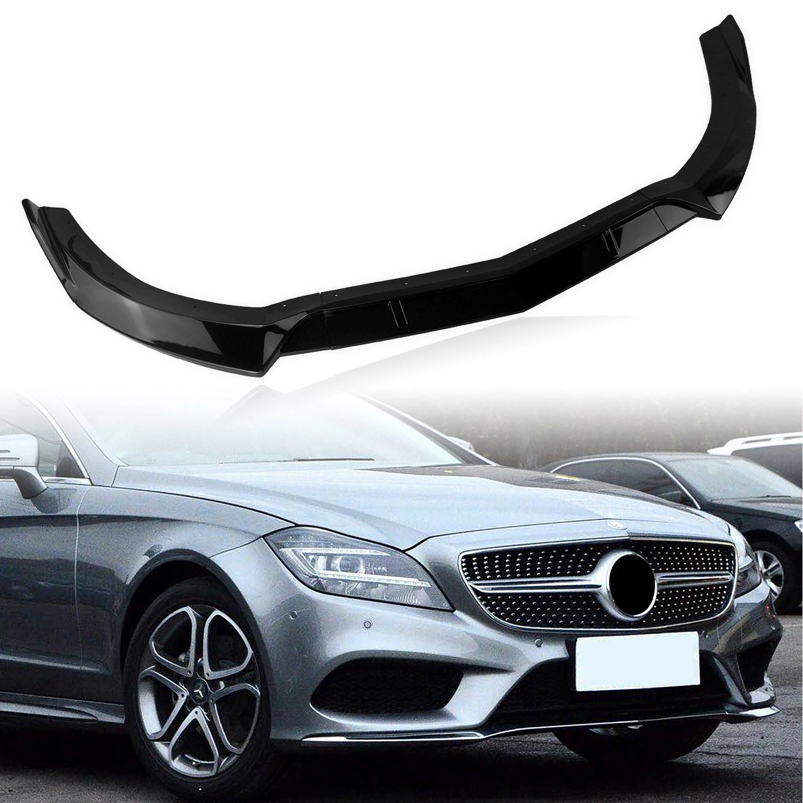 

Front Bumper Spoiler Lip For Mercedes-Benz CLS Class W218 2015-2018 CLS400 CLS500 CLS550 Gloss Black Car Splitter Lippe Blade