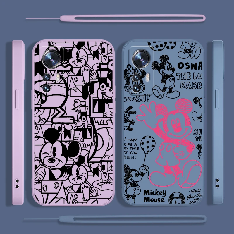 

Disney Retro Mickey For Xiaomi Mi 13 12T 12S 12X 11i 11X 11T 10T 10S Lite Pro Ultra Liquid Rope Soft Phone Case