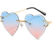 fashion sunglasses rimless sun glasses women heart anti uv spectacles gradient color lens eyeglasses simplity ornamental