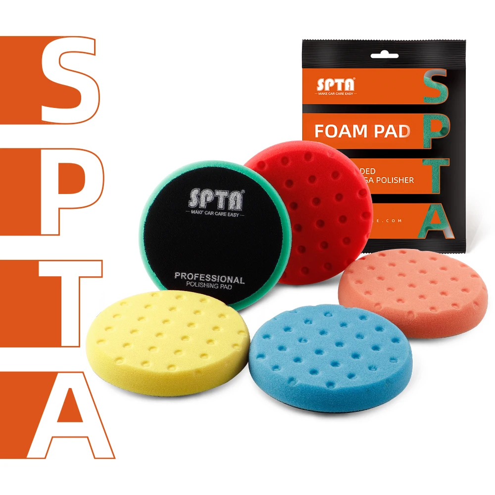 

SPTA 2Pcs/5Pcs 5"(125mm)/6"(150mm) Car Spong Buffing Polishing Pads Buffing Pad For DA/RO/GA Car Buffer Polisher Auto Paint Care