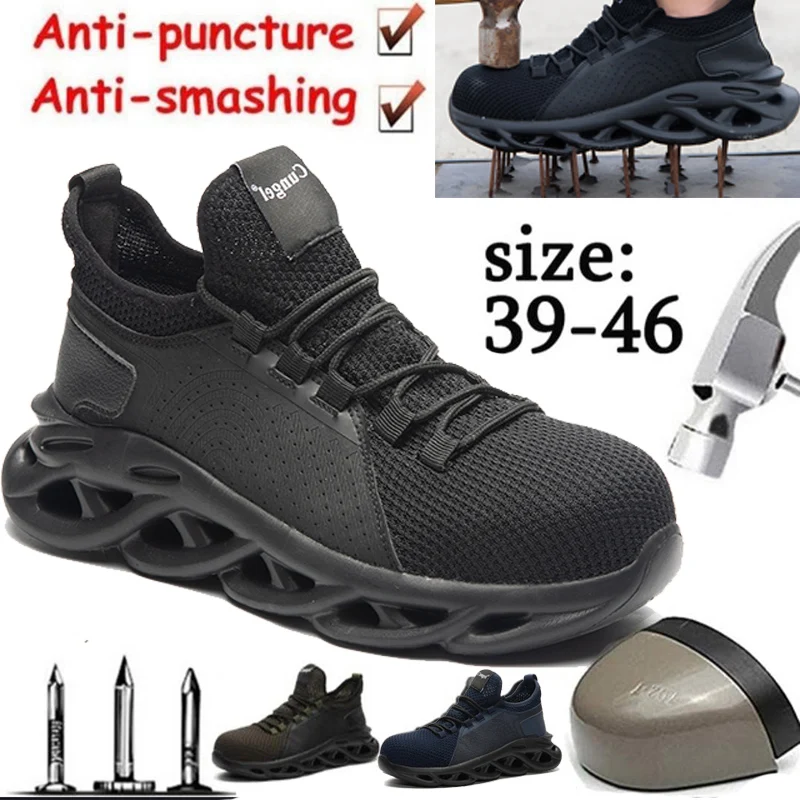 

Men Safety Shoes Work Sneakers Steel Toe Shoes Puncture-Proof Work Shoes Combat Boots Indestructible Footwear Men Security