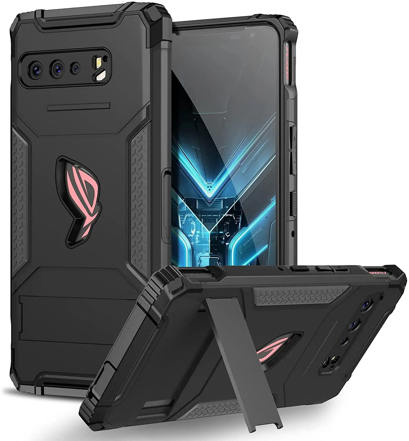 ZSHOW Armor Case for ASUS ROG Phone 3 ZS661KS Case Air Trigger Compatible with Kickstand Dust Plug Test Grade Drop Protection