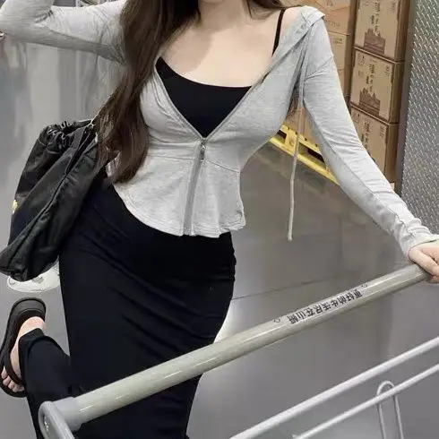 

Single / set of black sling dress female summer pure desire wind spicy sexy waist-slimming package hip skirt